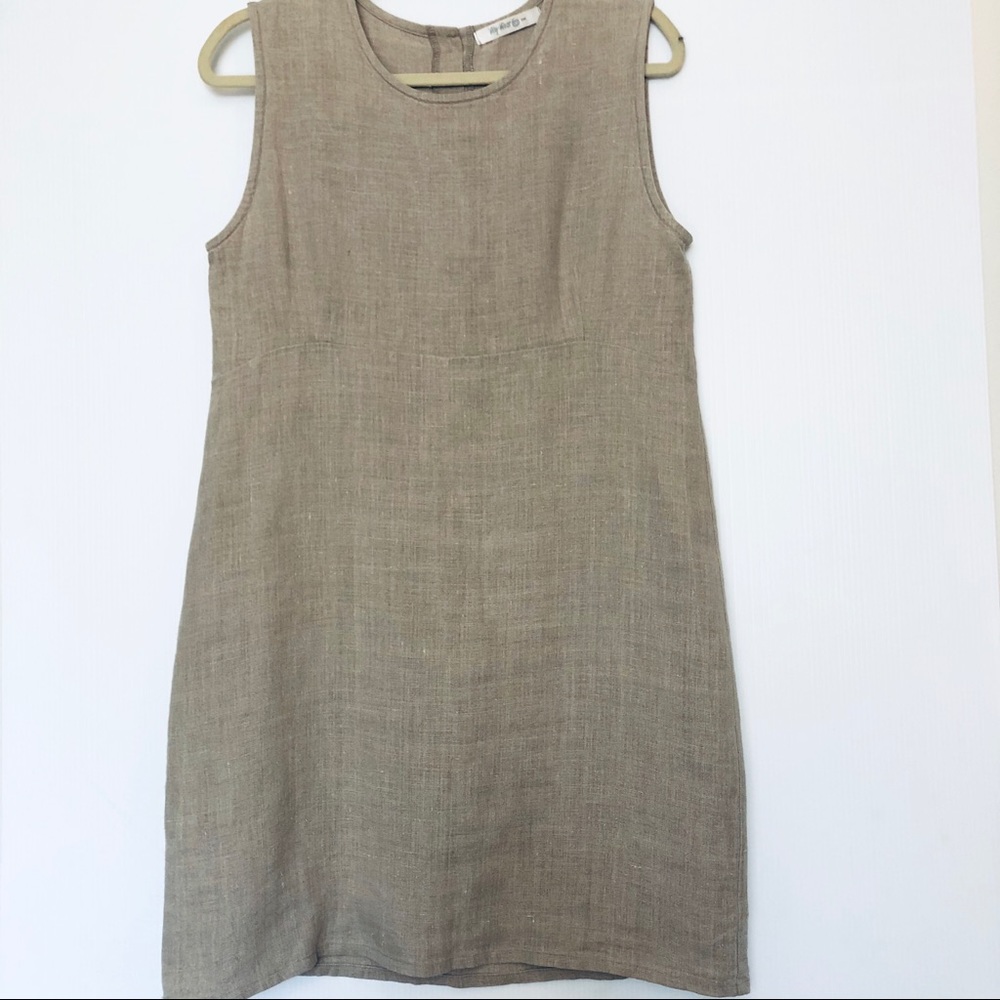 Aly Wear lagenlook flax colored linen dress sz S